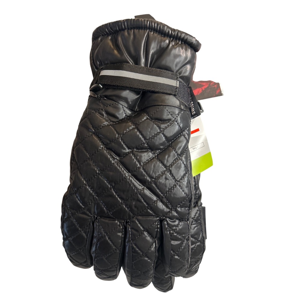 Women's Black Quilted Thinsulate Ski Gloves M/L Peak Touch Waterproof Breathable